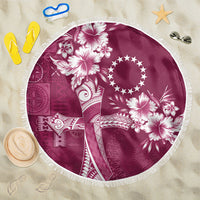 Kia Orana Cook Islands Tapa Floral With Cross Beach Blanket Maroon LT7 One Size 150cm Maroon - Polynesian Pride