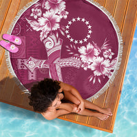 Kia Orana Cook Islands Tapa Floral With Cross Beach Blanket Maroon LT7 - Polynesian Pride