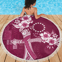 Kia Orana Cook Islands Tapa Floral With Cross Beach Blanket Maroon LT7 - Polynesian Pride