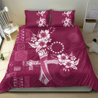 Kia Orana Cook Islands Tapa Floral With Cross Bedding Set Maroon LT7 - Polynesian Pride