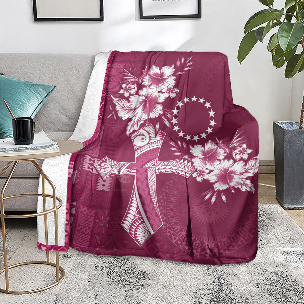 Kia Orana Cook Islands Tapa Floral With Cross Blanket Maroon LT7 - Polynesian Pride