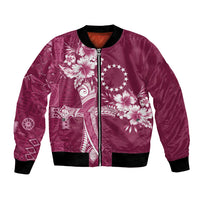 Kia Orana Cook Islands Tapa Floral With Cross Bomber Jacket Maroon LT7 Unisex Maroon - Polynesian Pride