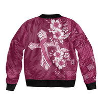 Kia Orana Cook Islands Tapa Floral With Cross Bomber Jacket Maroon LT7 - Polynesian Pride