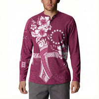 Kia Orana Cook Islands Tapa Floral With Cross Button Sweatshirt Maroon LT7 - Polynesian Pride