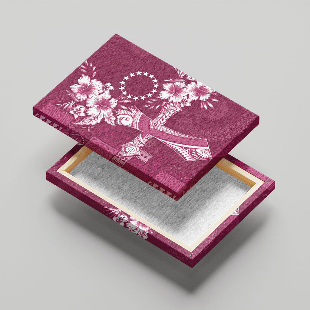 Kia Orana Cook Islands Tapa Floral With Cross Canvas Wall Art Maroon LT7 - Polynesian Pride