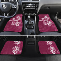 Kia Orana Cook Islands Tapa Floral With Cross Car Mats Maroon LT7 Set 4pcs Maroon - Polynesian Pride