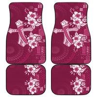 Kia Orana Cook Islands Tapa Floral With Cross Car Mats Maroon LT7 - Polynesian Pride