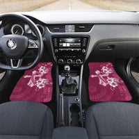 Kia Orana Cook Islands Tapa Floral With Cross Car Mats Maroon LT7 Set 2pcs - Front Maroon - Polynesian Pride
