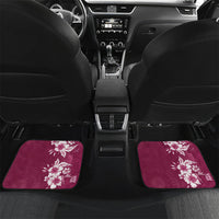 Kia Orana Cook Islands Tapa Floral With Cross Car Mats Maroon LT7 Set 2pcs - Back Maroon - Polynesian Pride