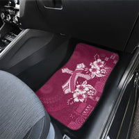 Kia Orana Cook Islands Tapa Floral With Cross Car Mats Maroon LT7 - Polynesian Pride