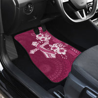 Kia Orana Cook Islands Tapa Floral With Cross Car Mats Maroon LT7 - Polynesian Pride