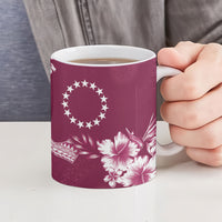 Kia Orana Cook Islands Tapa Floral With Cross Ceramic Mug Maroon LT7 - Polynesian Pride