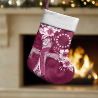 Kia Orana Cook Islands Tapa Floral With Cross Christmas Stocking Maroon