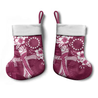 Kia Orana Cook Islands Tapa Floral With Cross Christmas Stocking Maroon