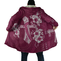 Kia Orana Cook Islands Tapa Floral With Cross Cloak Maroon