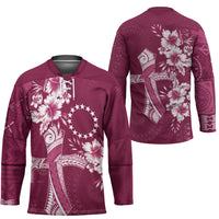 Kia Orana Cook Islands Tapa Floral With Cross Hockey Jersey Maroon LT7 - Polynesian Pride