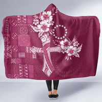 Kia Orana Cook Islands Tapa Floral With Cross Hooded Blanket Maroon LT7 One Size Maroon - Polynesian Pride
