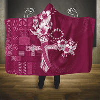 Kia Orana Cook Islands Tapa Floral With Cross Hooded Blanket Maroon LT7 - Polynesian Pride
