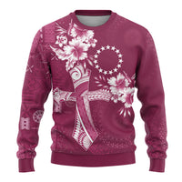 Kia Orana Cook Islands Tapa Floral With Cross Ugly Christmas Sweater Maroon LT7 - Polynesian Pride