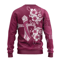 Kia Orana Cook Islands Tapa Floral With Cross Ugly Christmas Sweater Maroon LT7 - Polynesian Pride