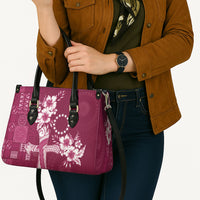 Kia Orana Cook Islands Tapa Floral With Cross Leather Bag Maroon LT7 - Polynesian Pride