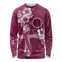 Kia Orana Cook Islands Tapa Floral With Cross Long Sleeve Shirt Maroon LT7 Unisex Maroon - Polynesian Pride