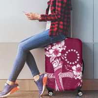 Kia Orana Cook Islands Tapa Floral With Cross Luggage Cover Maroon LT7 - Polynesian Pride