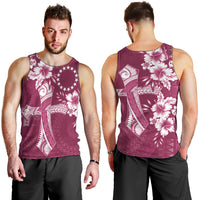 Kia Orana Cook Islands Tapa Floral With Cross Men Tank Top Maroon LT7 - Polynesian Pride