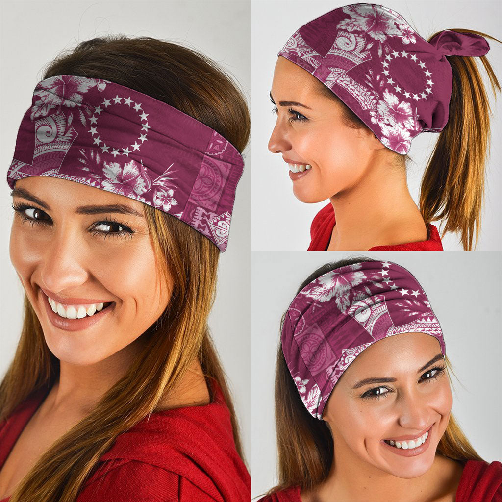Kia Orana Cook Islands Tapa Floral With Cross Neck Gaiter Maroon LT7 - Polynesian Pride