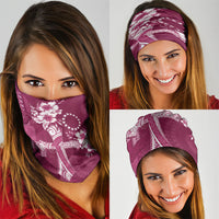Kia Orana Cook Islands Tapa Floral With Cross Neck Gaiter Maroon LT7 - Polynesian Pride