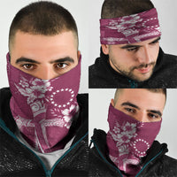 Kia Orana Cook Islands Tapa Floral With Cross Neck Gaiter Maroon LT7 - Polynesian Pride