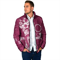 Kia Orana Cook Islands Tapa Floral With Cross Padded Jacket Maroon LT7 - Polynesian Pride