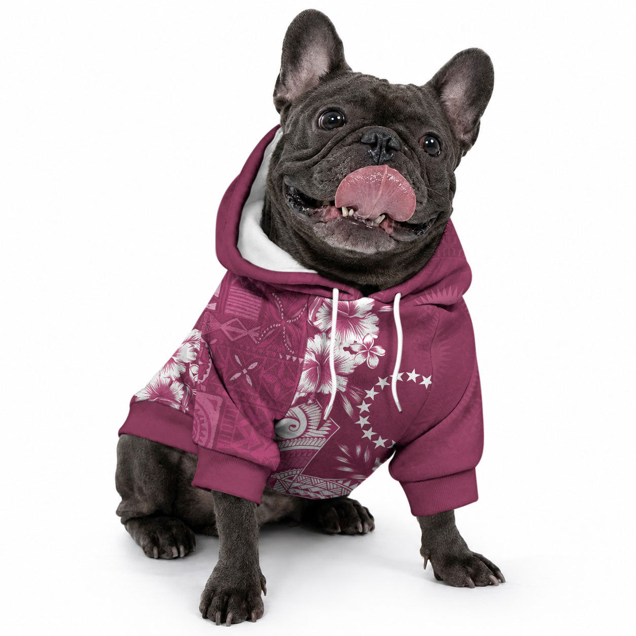 Kia Orana Cook Islands Tapa Floral With Cross Pet Hoodie Maroon LT7 - Polynesian Pride
