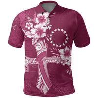 Kia Orana Cook Islands Tapa Floral With Cross Polo Shirt Maroon LT7 Maroon - Polynesian Pride