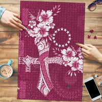 Kia Orana Cook Islands Tapa Floral With Cross Puzzle Maroon LT7 Maroon - Polynesian Pride