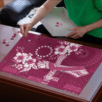 Kia Orana Cook Islands Tapa Floral With Cross Puzzle Maroon LT7 - Polynesian Pride