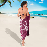 Kia Orana Cook Islands Tapa Floral With Cross Sarong Maroon LT7 - Polynesian Pride