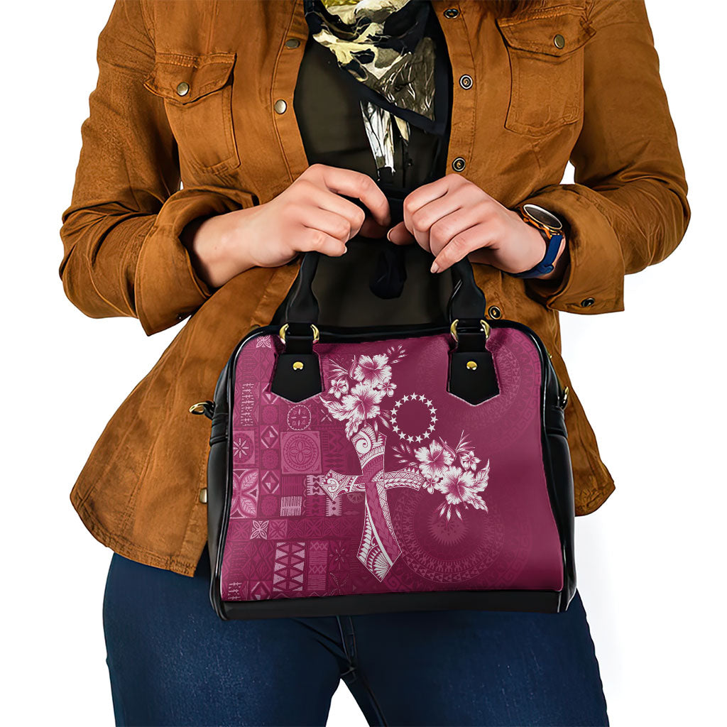 Kia Orana Cook Islands Tapa Floral With Cross Shoulder Handbag Maroon LT7 - Polynesian Pride