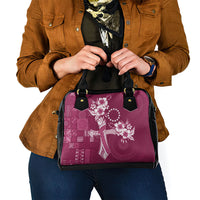 Kia Orana Cook Islands Tapa Floral With Cross Shoulder Handbag Maroon LT7 - Polynesian Pride