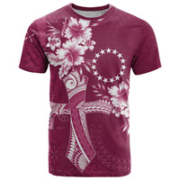 Kia Orana Cook Islands Tapa Floral With Cross T Shirt Maroon LT7 Maroon - Polynesian Pride