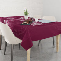 Kia Orana Cook Islands Tapa Floral With Cross Tablecloth Maroon LT7 - Polynesian Pride
