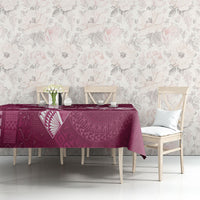 Kia Orana Cook Islands Tapa Floral With Cross Tablecloth Maroon LT7 - Polynesian Pride