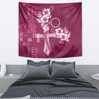 Kia Orana Cook Islands Tapa Floral With Cross Tapestry Maroon LT7 - Polynesian Pride