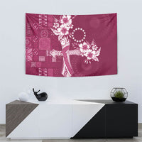 Kia Orana Cook Islands Tapa Floral With Cross Tapestry Maroon LT7 - Polynesian Pride