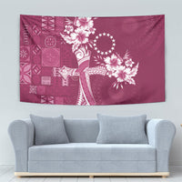 Kia Orana Cook Islands Tapa Floral With Cross Tapestry Maroon LT7 - Polynesian Pride