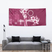 Kia Orana Cook Islands Tapa Floral With Cross Tapestry Maroon LT7 - Polynesian Pride