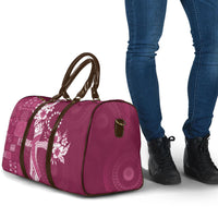 Kia Orana Cook Islands Tapa Floral With Cross Travel Bag Maroon LT7 - Polynesian Pride