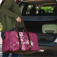 Kia Orana Cook Islands Tapa Floral With Cross Travel Bag Maroon LT7 - Polynesian Pride