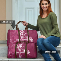 Kia Orana Cook Islands Tapa Floral With Cross Travel Bag Maroon LT7 - Polynesian Pride