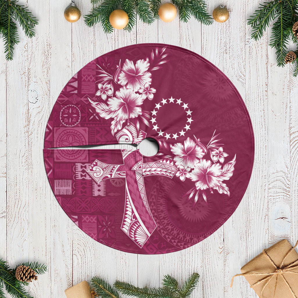 Kia Orana Cook Islands Tapa Floral With Cross Tree Skirt Maroon LT7 Casual Maroon - Polynesian Pride
